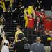 Michigan fans heckle a handful of Ohio State fans who showed up for a taping of ESPN's College Game Day at Crisler Arena on Saturday morning. Melanie Maxwell I AnnArbor.com